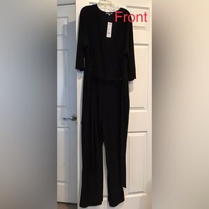 Faux wrap black jumpsuit